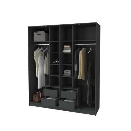 Шкаф распашной Тренд КТ-Ш4 (з) (Антрацит ЛДСП/ Луна ЛМДФ) Ш1800 В2128 Г547